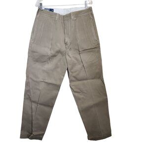 Polo Ralph Lauren Andrew Pants 34x31 Mens Dark Khaki Classic Chino Pleated Front